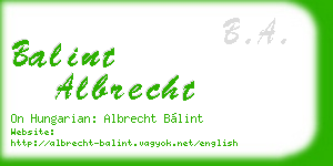 balint albrecht business card